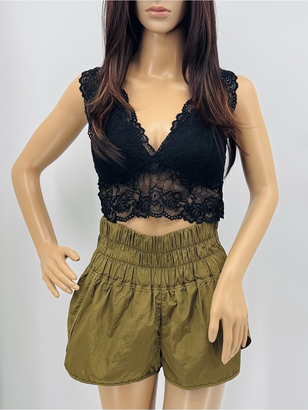 Free People Movement The Way Home Shorts Olive Green Athleisure Workout Running
